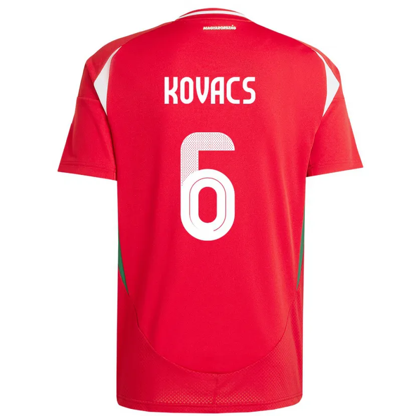 Danxen Hombre Camiseta Hungría Noel Kovács #6 Rojo 1ª Equipación 24-26 La Camisa