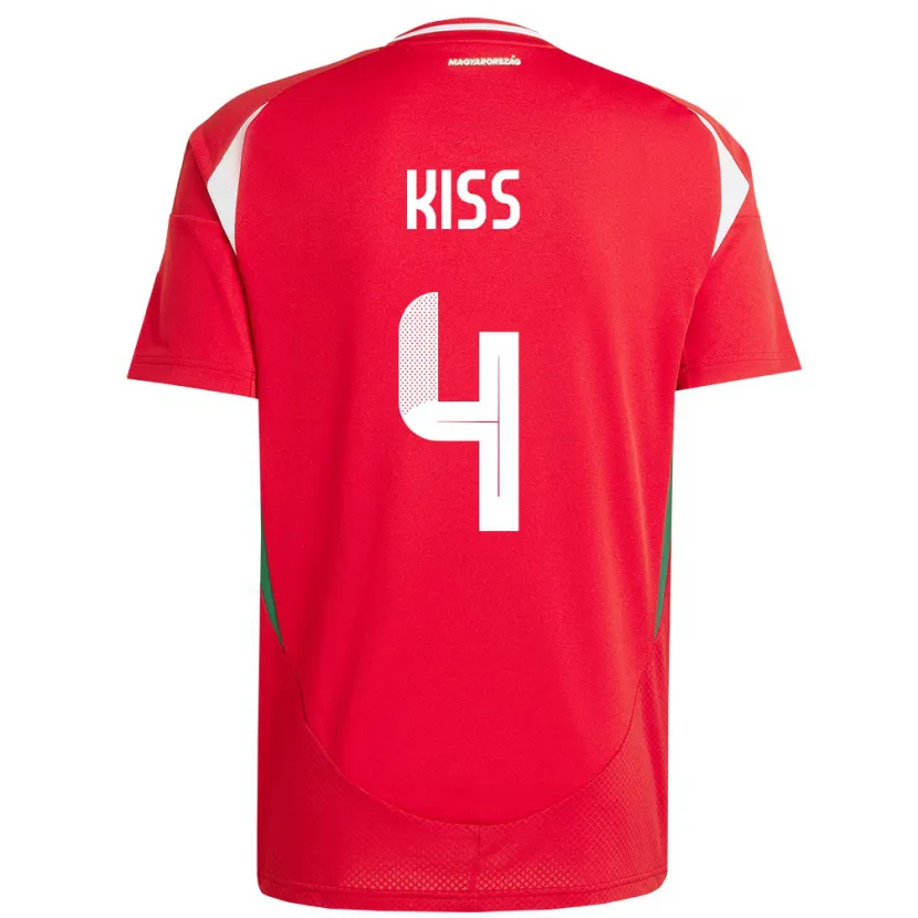 Danxen Hombre Camiseta Hungría Bálint Kiss #4 Rojo 1ª Equipación 24-26 La Camisa