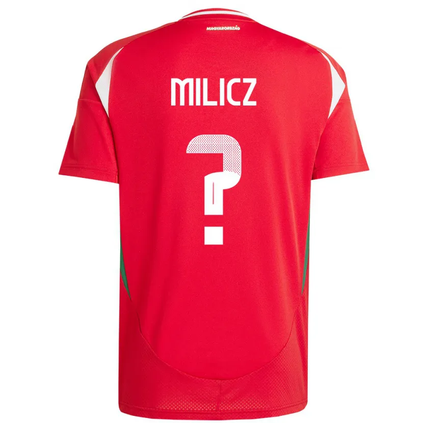 Danxen Hombre Camiseta Hungría Péter Milicz #0 Rojo 1ª Equipación 24-26 La Camisa