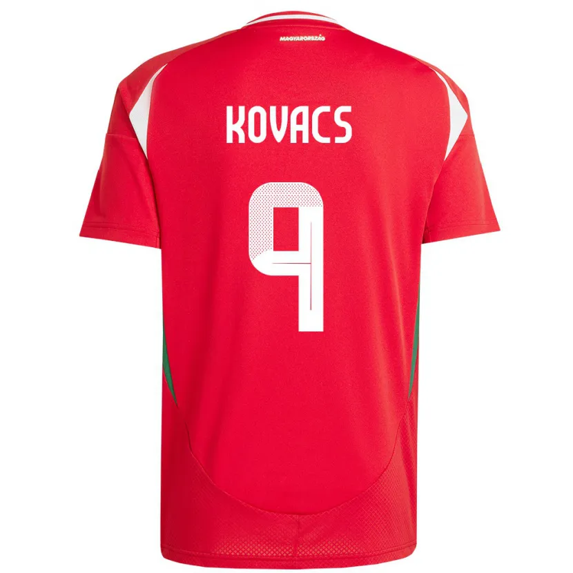 Danxen Hombre Camiseta Hungría Patrik Kovács #9 Rojo 1ª Equipación 24-26 La Camisa