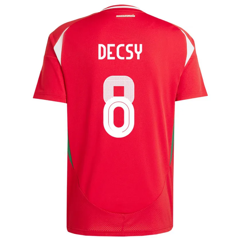 Danxen Hombre Camiseta Hungría Ádám Décsy #8 Rojo 1ª Equipación 24-26 La Camisa