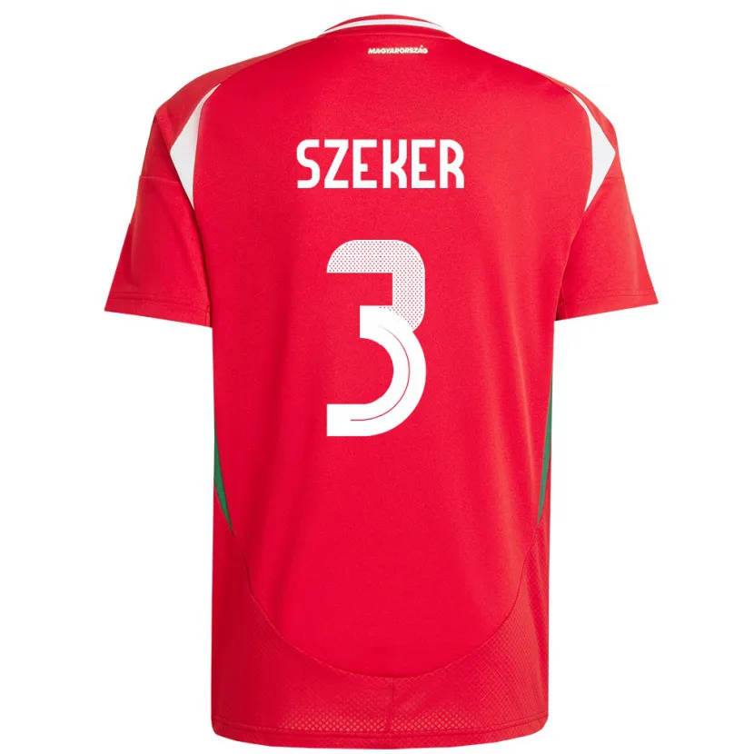Danxen Hombre Camiseta Hungría Botond Szekér #3 Rojo 1ª Equipación 24-26 La Camisa