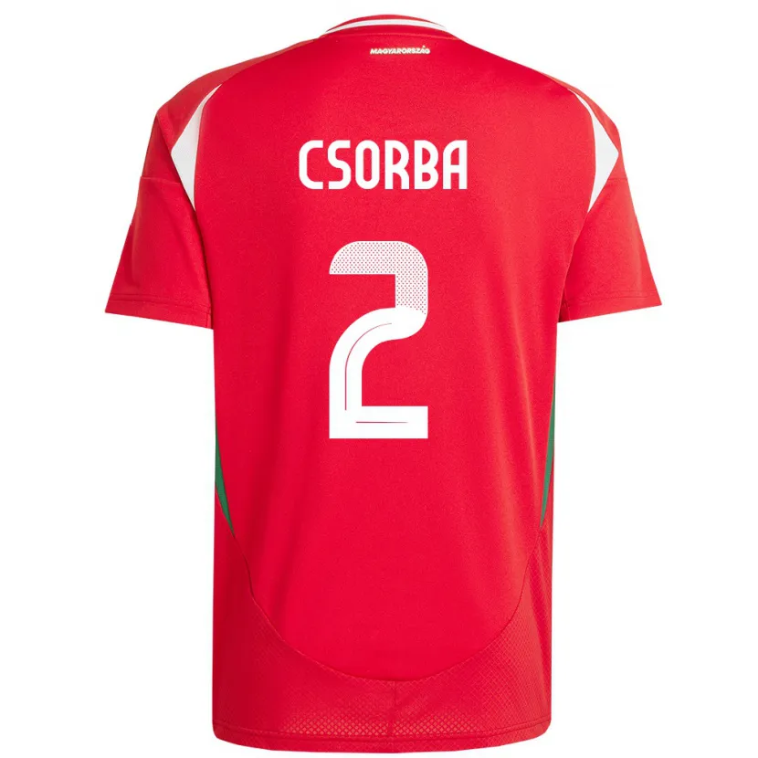 Danxen Hombre Camiseta Hungría Dominik Csorba #2 Rojo 1ª Equipación 24-26 La Camisa