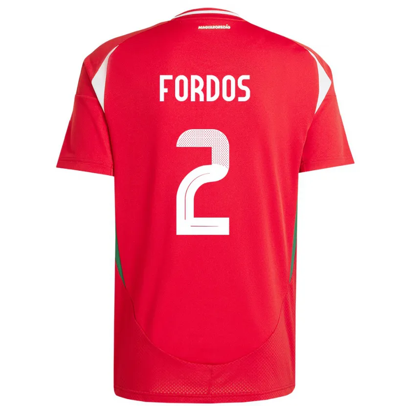 Danxen Hombre Camiseta Hungría Beatrix Fördős #2 Rojo 1ª Equipación 24-26 La Camisa