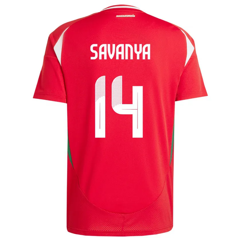 Danxen Hombre Camiseta Hungría Csilla Savanya #14 Rojo 1ª Equipación 24-26 La Camisa