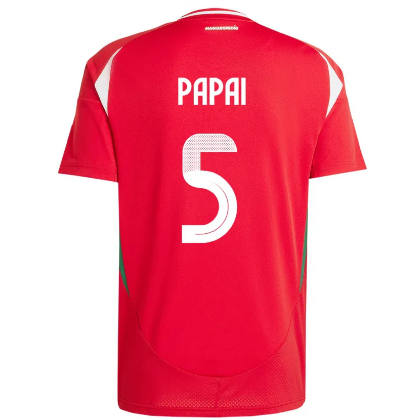 Danxen Hombre Camiseta Hungría Emőke Pápai #5 Rojo 1ª Equipación 24-26 La Camisa