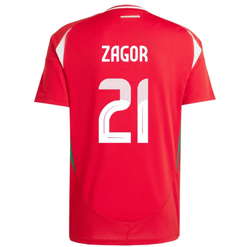 Danxen Hombre Camiseta Hungría Bernadett Zágor #21 Rojo 1ª Equipación 24-26 La Camisa