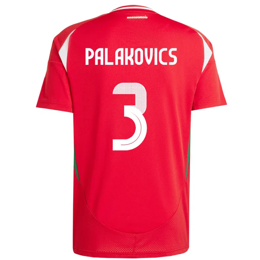 Danxen Hombre Camiseta Hungría Laura Palakovics #3 Rojo 1ª Equipación 24-26 La Camisa