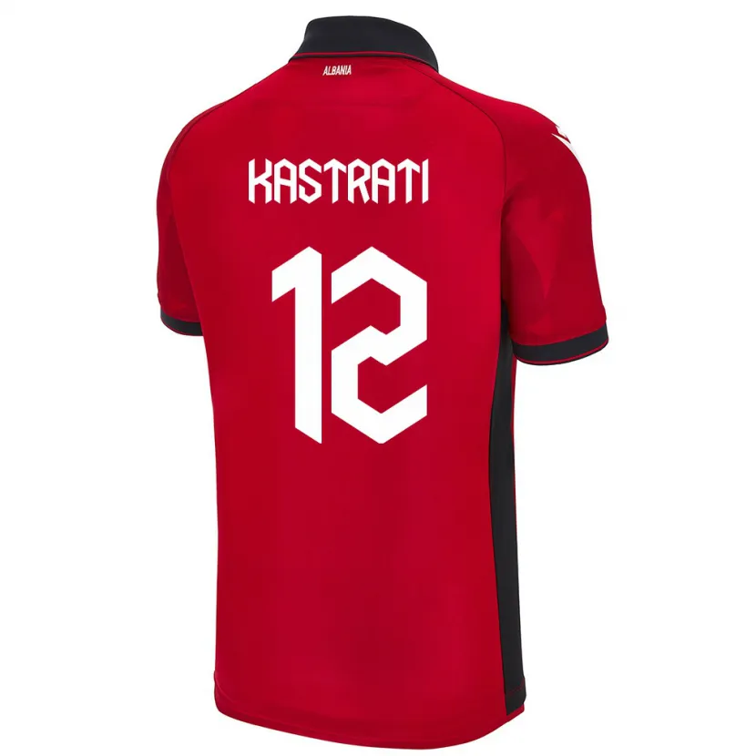 Danxen Hombre Camiseta Albania Elhan Kastrati #12 Rojo 1ª Equipación 24-26 La Camisa
