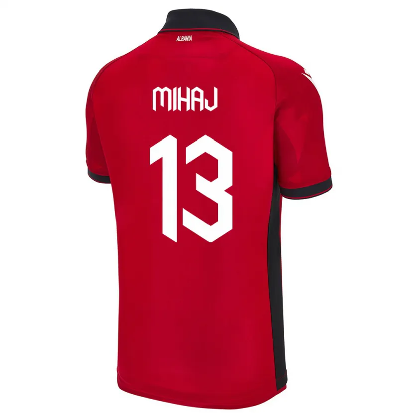 Danxen Hombre Camiseta Albania Enea Mihaj #13 Rojo 1ª Equipación 24-26 La Camisa