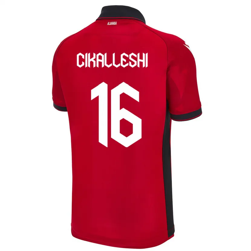 Danxen Hombre Camiseta Albania Sokol Cikalleshi #16 Rojo 1ª Equipación 24-26 La Camisa