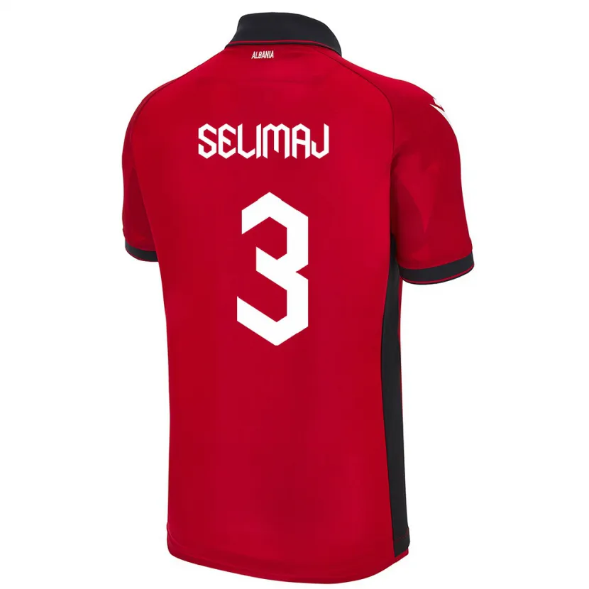 Danxen Hombre Camiseta Albania Ermis Selimaj #3 Rojo 1ª Equipación 24-26 La Camisa