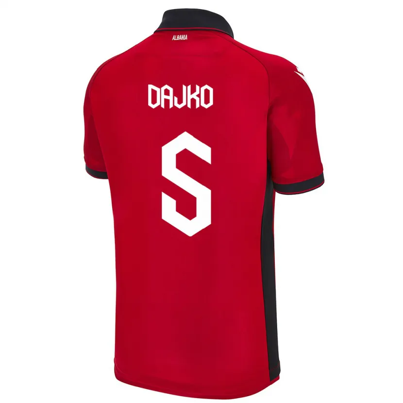 Danxen Hombre Camiseta Albania Ajdi Dajko #5 Rojo 1ª Equipación 24-26 La Camisa