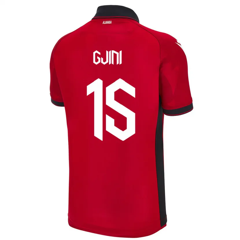 Danxen Hombre Camiseta Albania Elmando Gjini #15 Rojo 1ª Equipación 24-26 La Camisa