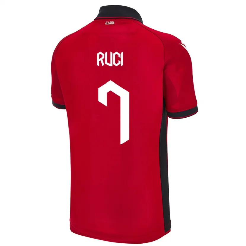 Danxen Hombre Camiseta Albania Flamur Ruci #7 Rojo 1ª Equipación 24-26 La Camisa