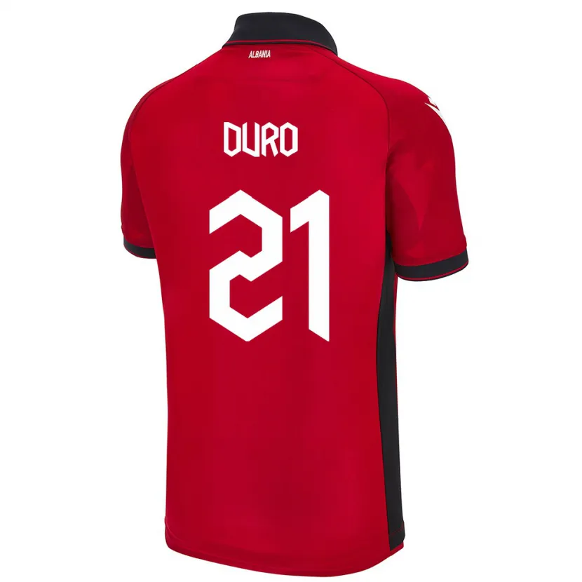 Danxen Hombre Camiseta Albania Dejvi Duro #21 Rojo 1ª Equipación 24-26 La Camisa
