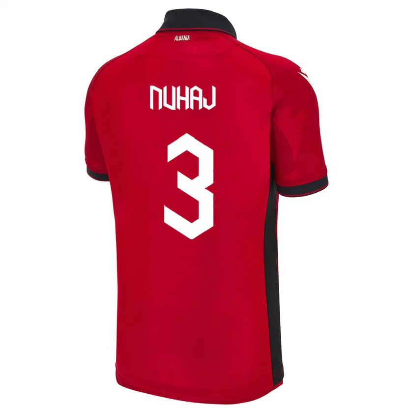 Danxen Hombre Camiseta Albania Fabjano Nuhaj #3 Rojo 1ª Equipación 24-26 La Camisa