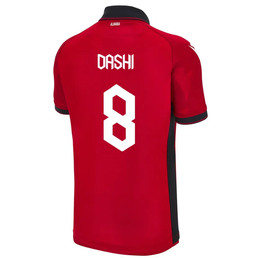 Danxen Hombre Camiseta Albania Matteo Dashi #8 Rojo 1ª Equipación 24-26 La Camisa