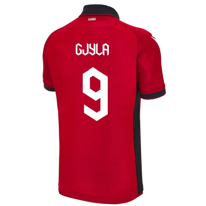 Danxen Hombre Camiseta Albania Brayan Gjyla #9 Rojo 1ª Equipación 24-26 La Camisa
