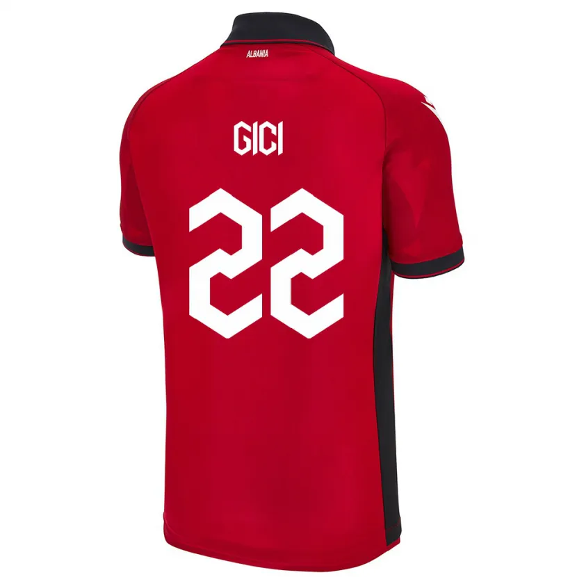 Danxen Hombre Camiseta Albania Matias Gici #22 Rojo 1ª Equipación 24-26 La Camisa