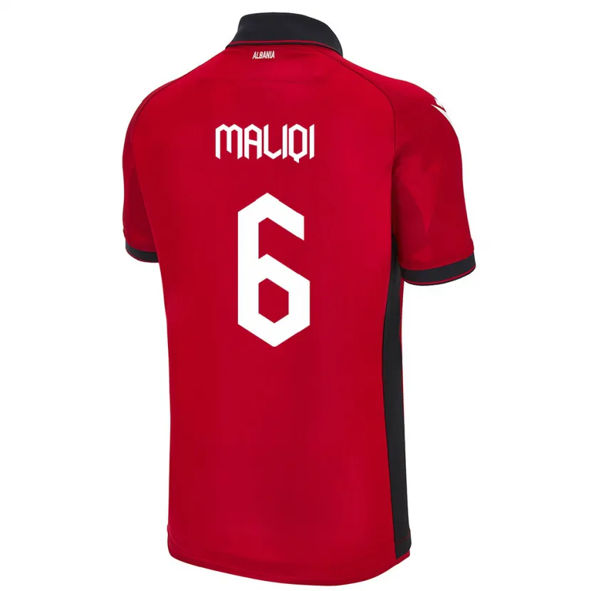 Danxen Hombre Camiseta Albania Sara Maliqi #6 Rojo 1ª Equipación 24-26 La Camisa
