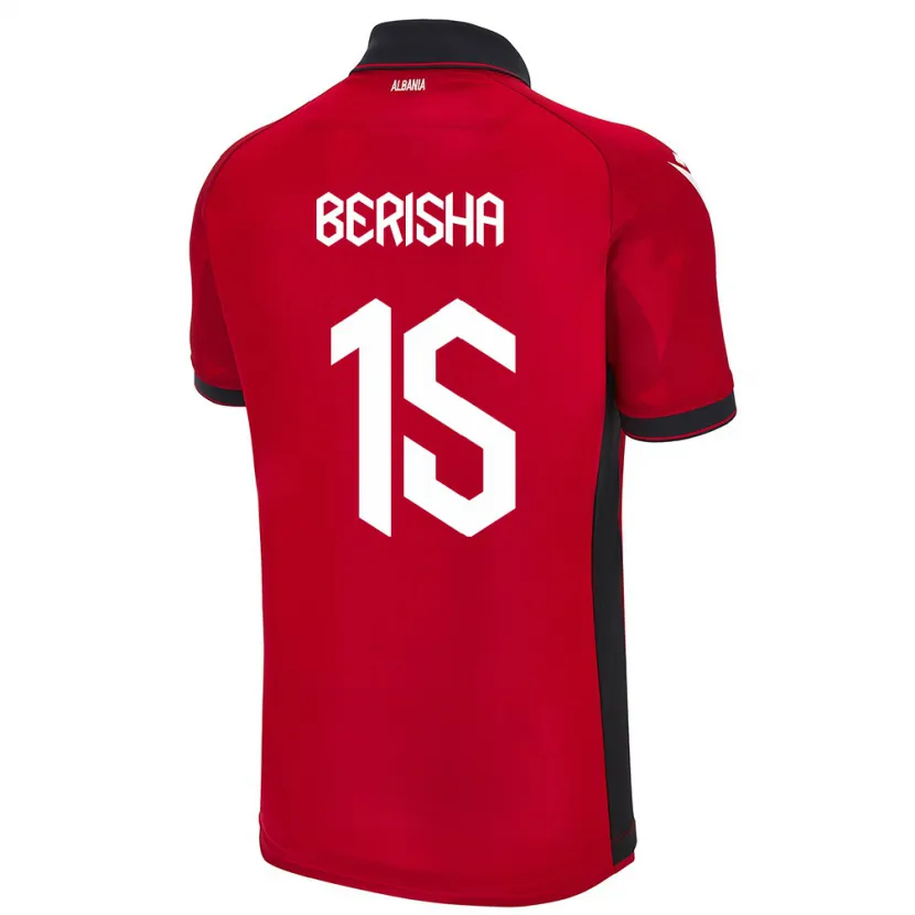 Danxen Hombre Camiseta Albania Gresa Berisha #15 Rojo 1ª Equipación 24-26 La Camisa