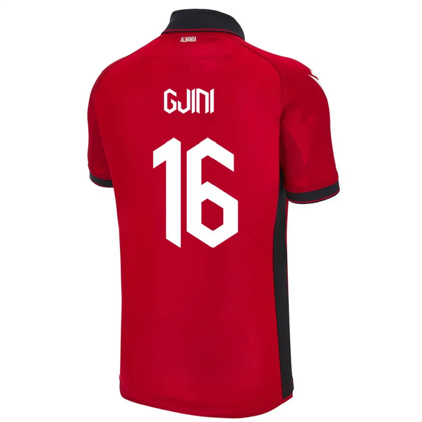 Danxen Hombre Camiseta Albania Luçije Gjini #16 Rojo 1ª Equipación 24-26 La Camisa