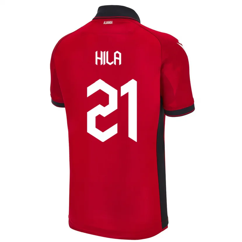 Danxen Hombre Camiseta Albania Alma Hila #21 Rojo 1ª Equipación 24-26 La Camisa