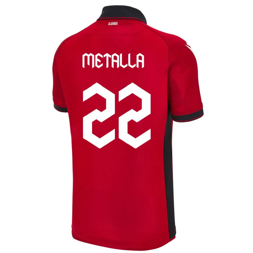 Danxen Hombre Camiseta Albania Mikaela Metalla #22 Rojo 1ª Equipación 24-26 La Camisa