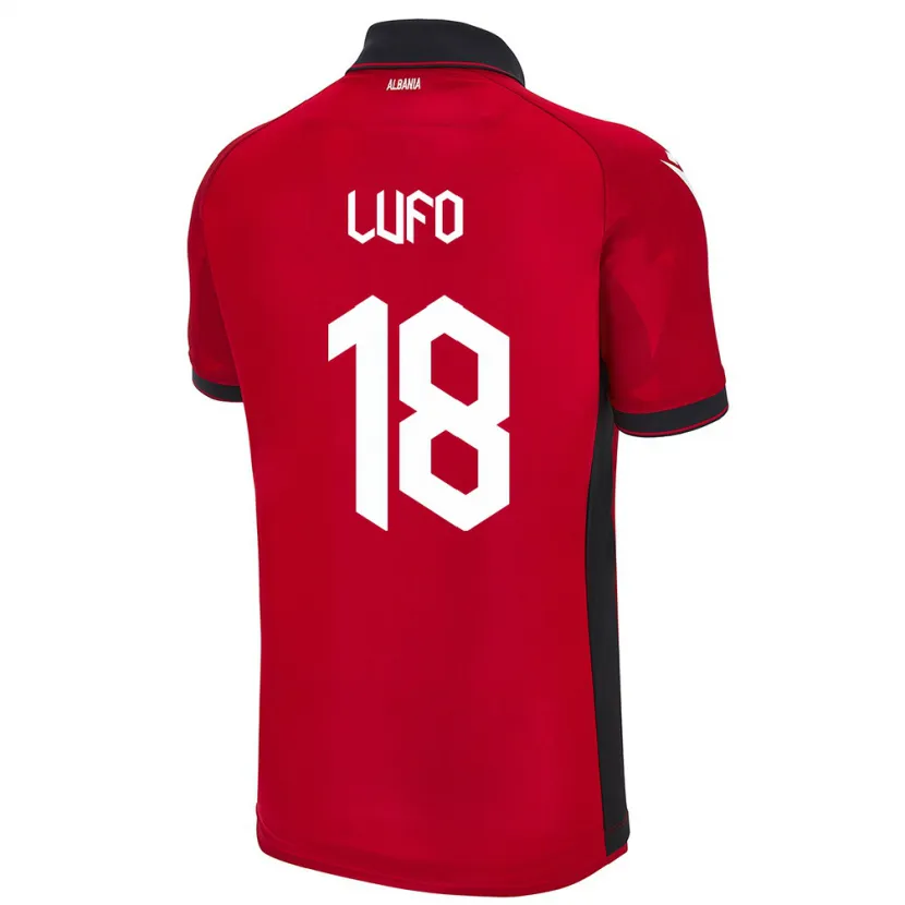 Danxen Hombre Camiseta Albania Esi Lufo #18 Rojo 1ª Equipación 24-26 La Camisa