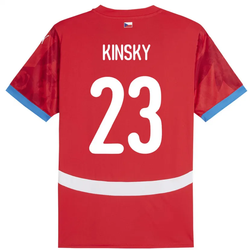 Danxen Hombre Camiseta Chequia Antonin Kinsky #23 Rojo 1ª Equipación 24-26 La Camisa