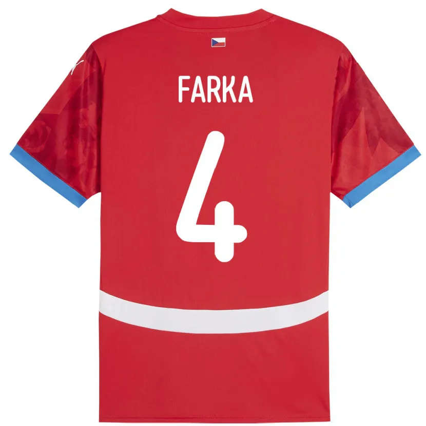 Danxen Hombre Camiseta Chequia Dominik Farka #4 Rojo 1ª Equipación 24-26 La Camisa