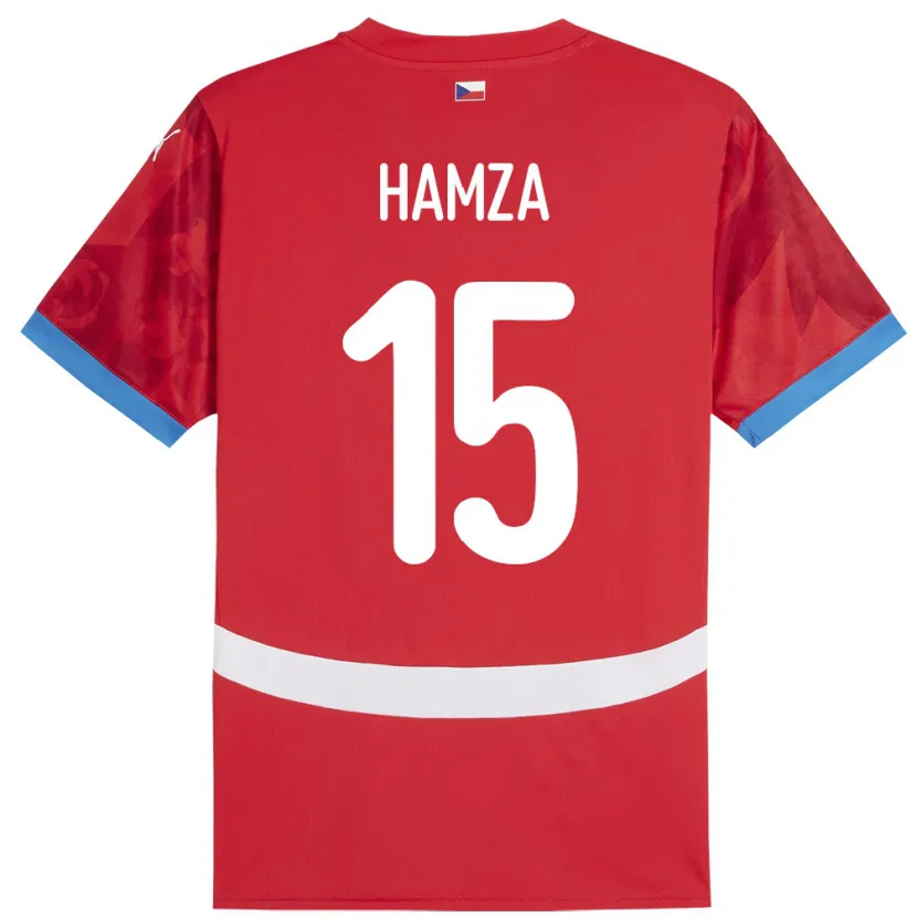 Danxen Hombre Camiseta Chequia Jiri Hamza #15 Rojo 1ª Equipación 24-26 La Camisa