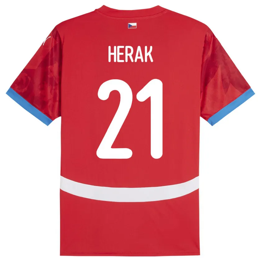 Danxen Hombre Camiseta Chequia Frantisek Herak #21 Rojo 1ª Equipación 24-26 La Camisa
