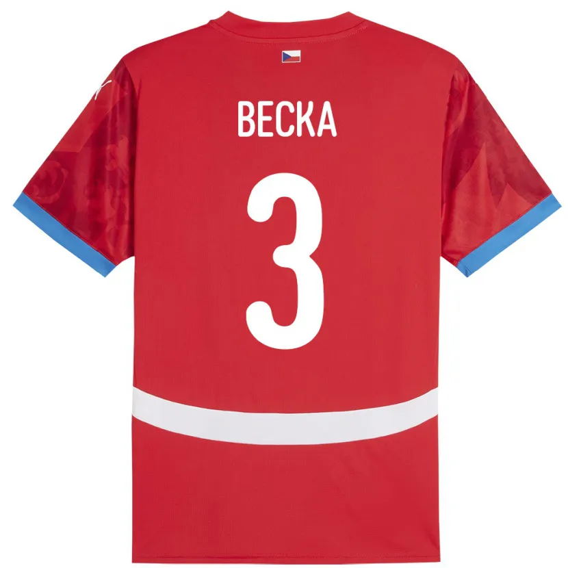 Danxen Hombre Camiseta Chequia Patrik Becka #3 Rojo 1ª Equipación 24-26 La Camisa
