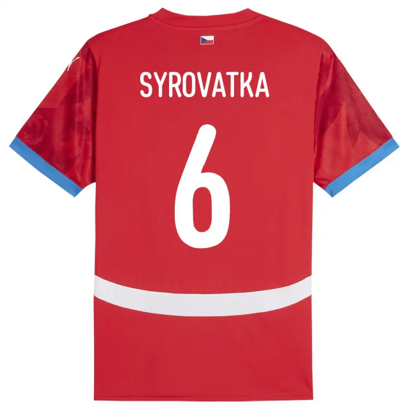 Danxen Hombre Camiseta Chequia Matyas Syrovatka #6 Rojo 1ª Equipación 24-26 La Camisa