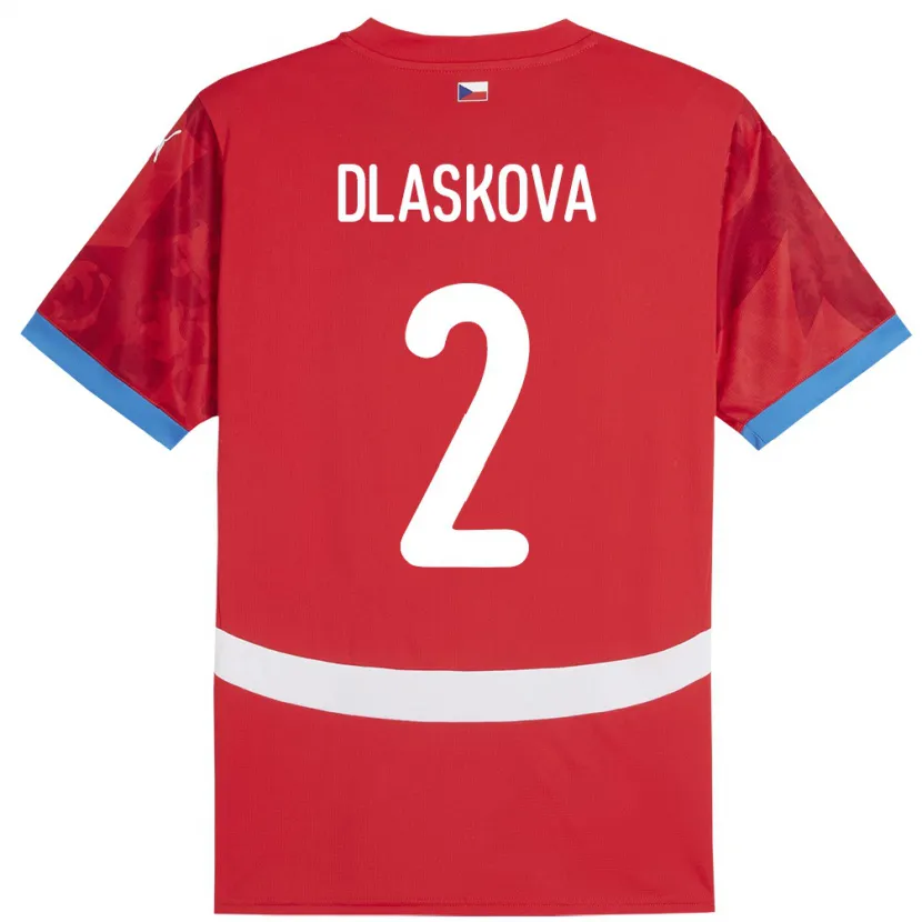 Danxen Hombre Camiseta Chequia Anna Dlasková #2 Rojo 1ª Equipación 24-26 La Camisa