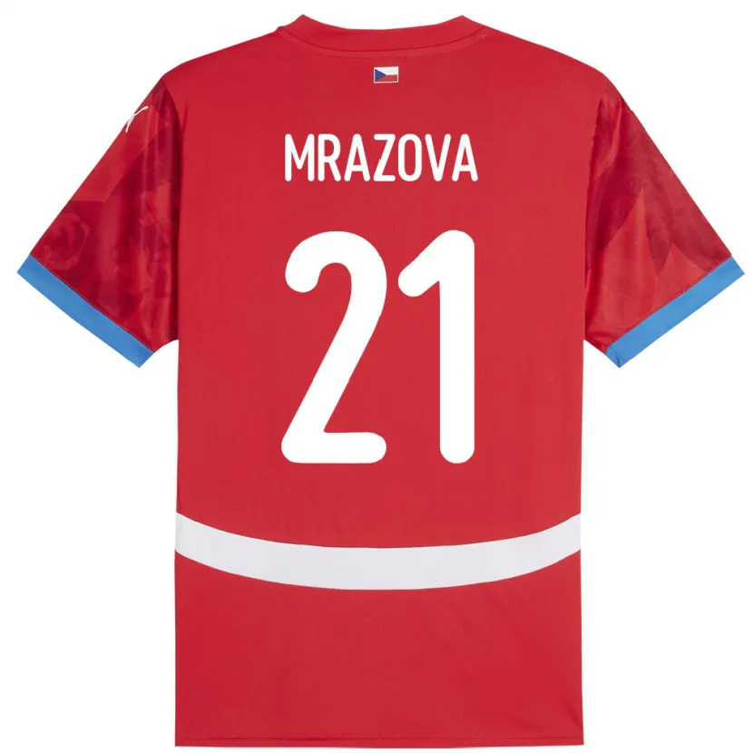 Danxen Hombre Camiseta Chequia Miroslava Mrázová #21 Rojo 1ª Equipación 24-26 La Camisa