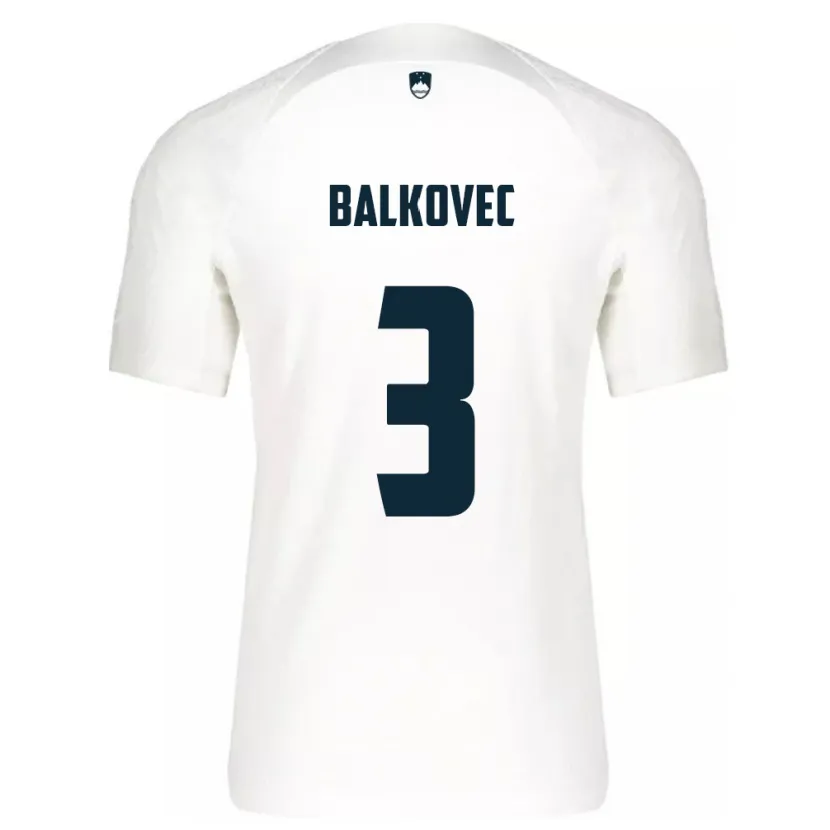 Danxen Hombre Camiseta Eslovenia Jure Balkovec #3 Blanco 1ª Equipación 24-26 La Camisa