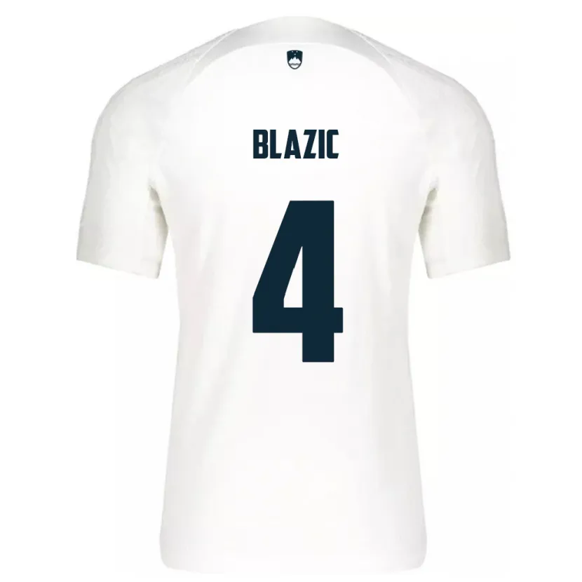 Danxen Hombre Camiseta Eslovenia Miha Blazic #4 Blanco 1ª Equipación 24-26 La Camisa