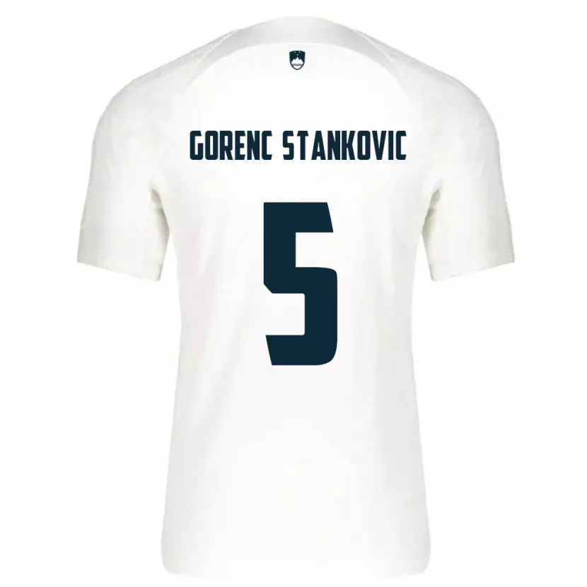 Danxen Hombre Camiseta Eslovenia Jon Gorenc Stankovic #5 Blanco 1ª Equipación 24-26 La Camisa