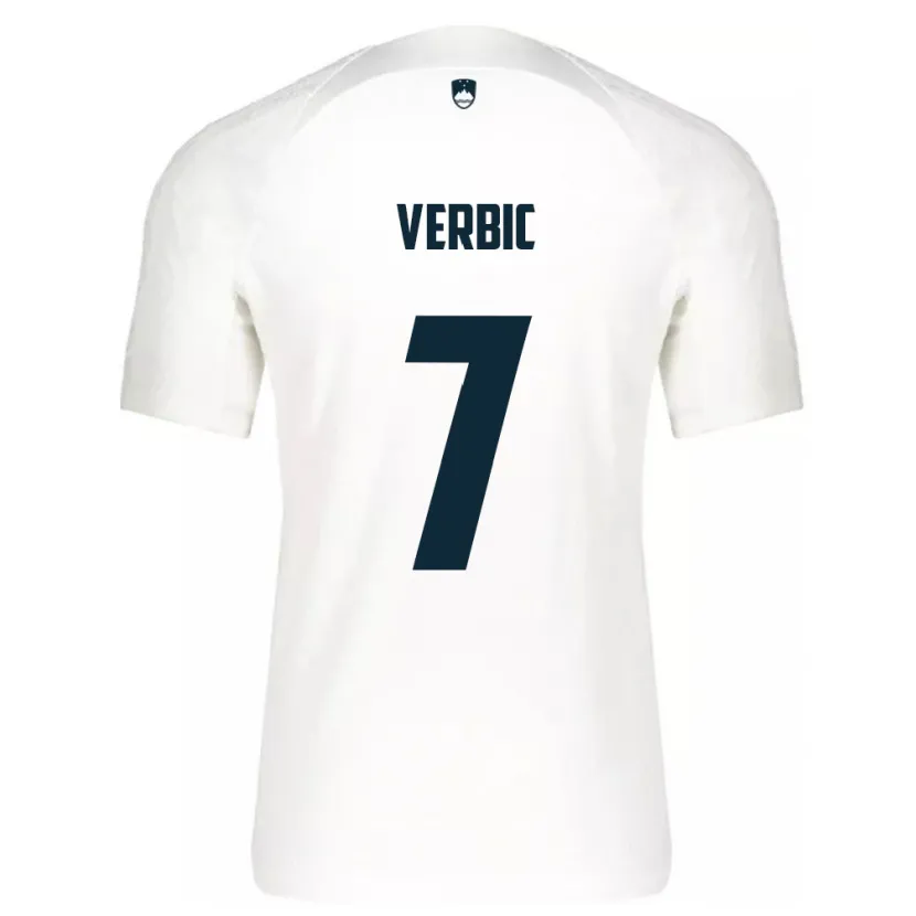 Danxen Hombre Camiseta Eslovenia Benjamin Verbic #7 Blanco 1ª Equipación 24-26 La Camisa