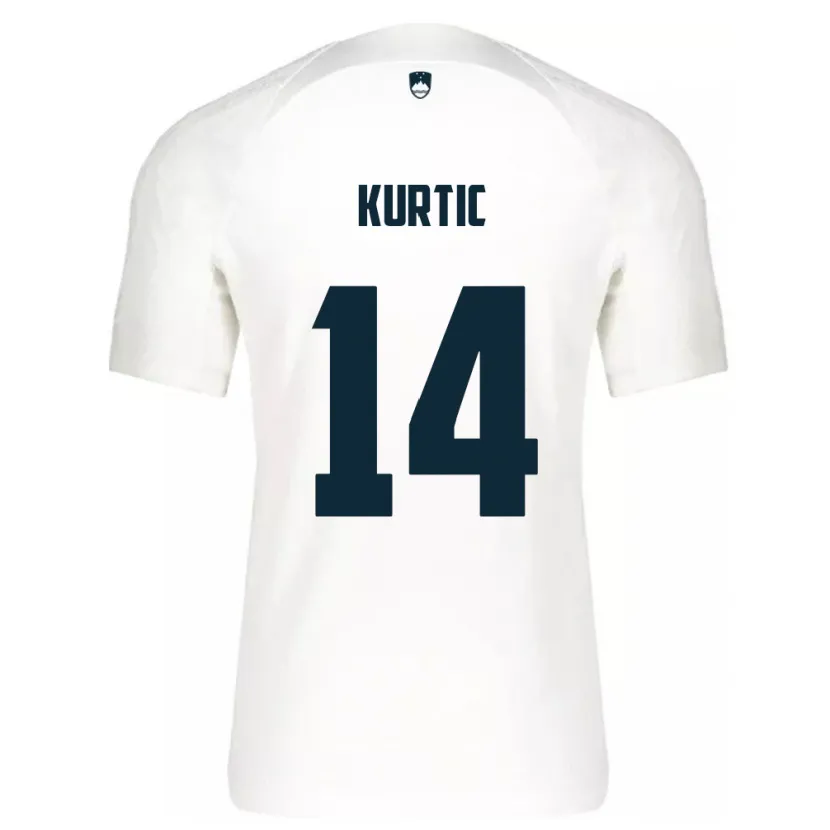 Danxen Hombre Camiseta Eslovenia Jasmin Kurtic #14 Blanco 1ª Equipación 24-26 La Camisa