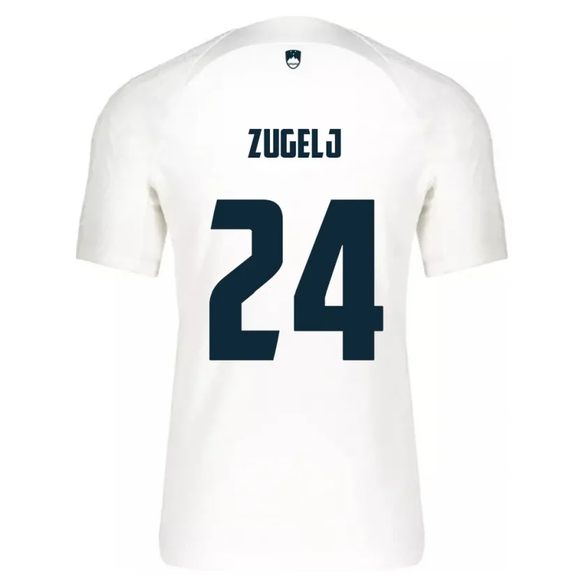 Danxen Hombre Camiseta Eslovenia Nino Zugelj #24 Blanco 1ª Equipación 24-26 La Camisa
