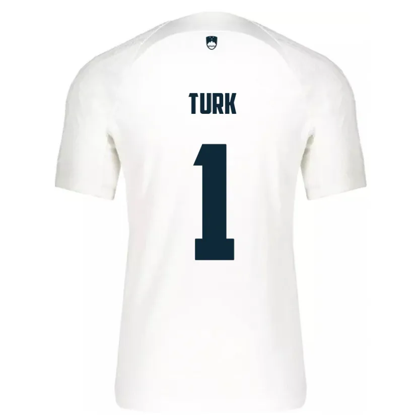 Danxen Hombre Camiseta Eslovenia Martin Turk #1 Blanco 1ª Equipación 24-26 La Camisa