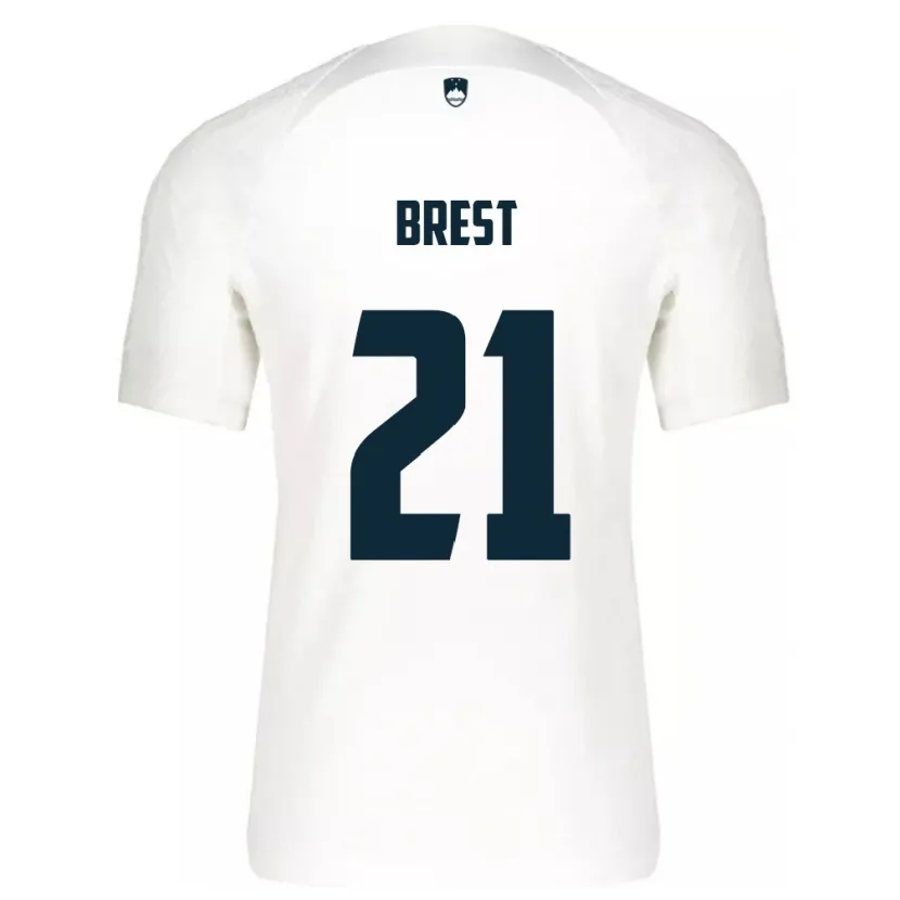 Danxen Hombre Camiseta Eslovenia Marko Brest #21 Blanco 1ª Equipación 24-26 La Camisa