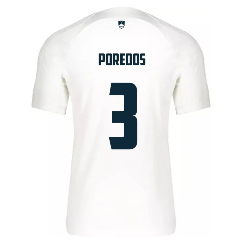 Danxen Hombre Camiseta Eslovenia Luka Poredos #3 Blanco 1ª Equipación 24-26 La Camisa