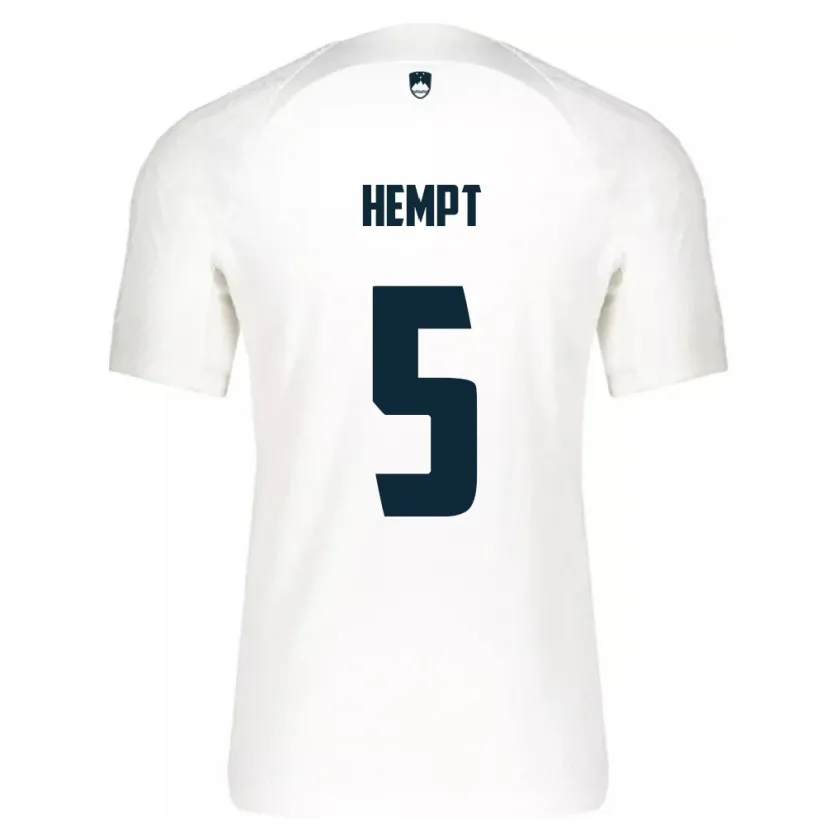 Danxen Hombre Camiseta Eslovenia Lukas Hempt #5 Blanco 1ª Equipación 24-26 La Camisa