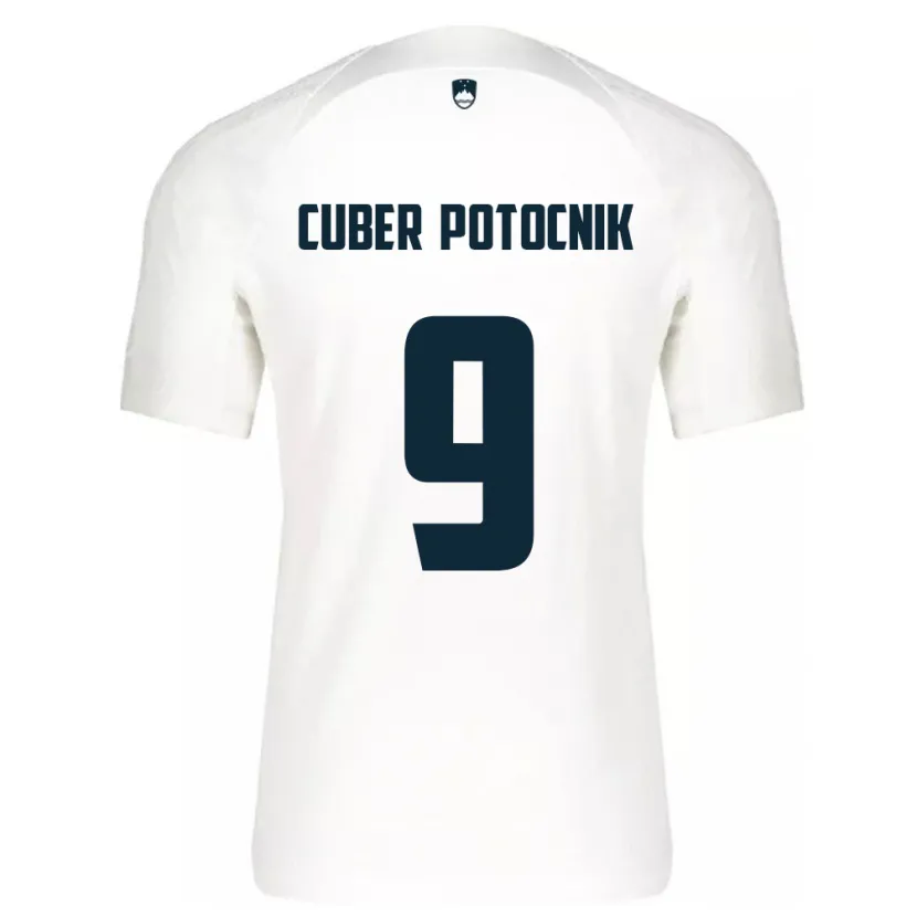 Danxen Hombre Camiseta Eslovenia Jaka Cuber Potocnik #9 Blanco 1ª Equipación 24-26 La Camisa
