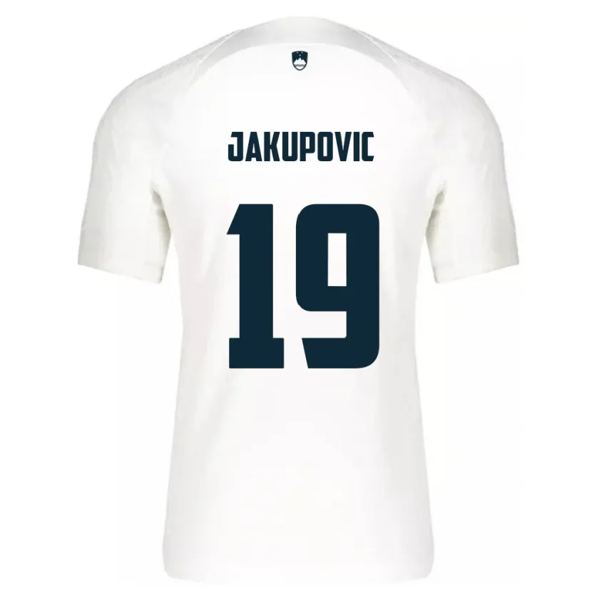 Danxen Hombre Camiseta Eslovenia Aldin Jakupovic #19 Blanco 1ª Equipación 24-26 La Camisa